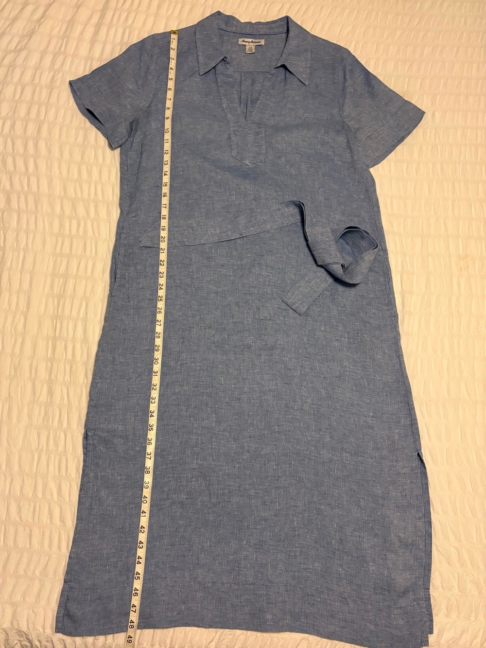 Classic Blue Linen Polo Dress